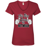 This Girl Loves Her Rottweiler Ladies’ V-Neck T-Shirt