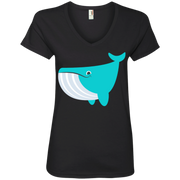 Whale Emoji Ladies’ V-Neck T-Shirt