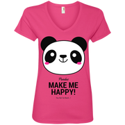 Pandas Make Me happy, You Not so Much! Ladies’ V-Neck T-Shirt