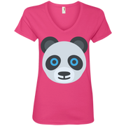 Panda Face Emoji Ladies’ V-Neck T-Shirt