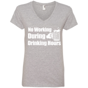 No Working During Drinking Hours Ladies’ V-Neck T-Shirt