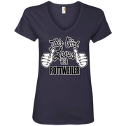 This Girl Loves Her Rottweiler Ladies’ V-Neck T-Shirt