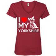 I Love My Yorkshire Dog Ladies’ V-Neck T-Shirt