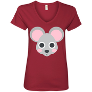 Mouse Face Emoji Ladies’ V-Neck T-Shirt