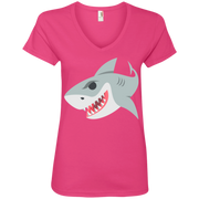 Shark Emoji Ladies’ V-Neck T-Shirt