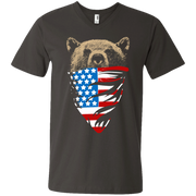 Bear Wearing American Flag Bandanna Men’s V-Neck T-Shirt