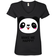 Pandas Make Me Happy, You Not so Much Ladies’ V-Neck T-Shirt