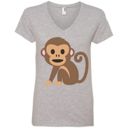 Monkey Emoji Ladies’ V-Neck T-Shirt