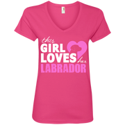 This Girl Loves her Labrador Ladies’ V-Neck T-Shirt