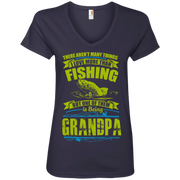 I Love Being a Grandpa more than Fishing Ladies’ V-Neck T-Shirt