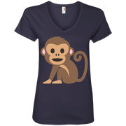 Monkey Emoji Ladies’ V-Neck T-Shirt