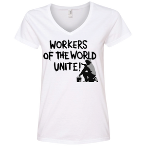 Workers of the World Unite! Protest Trump  Ladies’ V-Neck T-Shirt