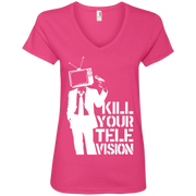 Banksy’s Kill Your Television Ladies’ V-Neck T-Shirt