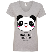 Pandas Make Me happy, You Not so Much Ladies’ V-Neck T-Shirt