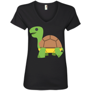 Turtle Emoji Ladies’ V-Neck T-Shirt