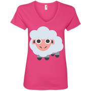 Sheep Emoji Ladies’ V-Neck T-Shirt