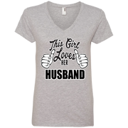 This Girl Loves Her Husband Ladies’ V-Neck T-Shirt