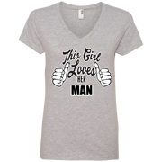 This Girl Loves Her Man Ladies’ V-Neck T-Shirt