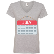 My July Calendar Emoji Ladies’ V-Neck T-Shirt
