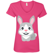 Rabbit Emoji Ladies’ V-Neck T-Shirt