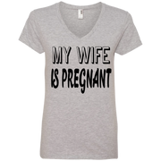 My Wife is Pregnant! New Parents Ladies’ V-Neck T-Shirt
