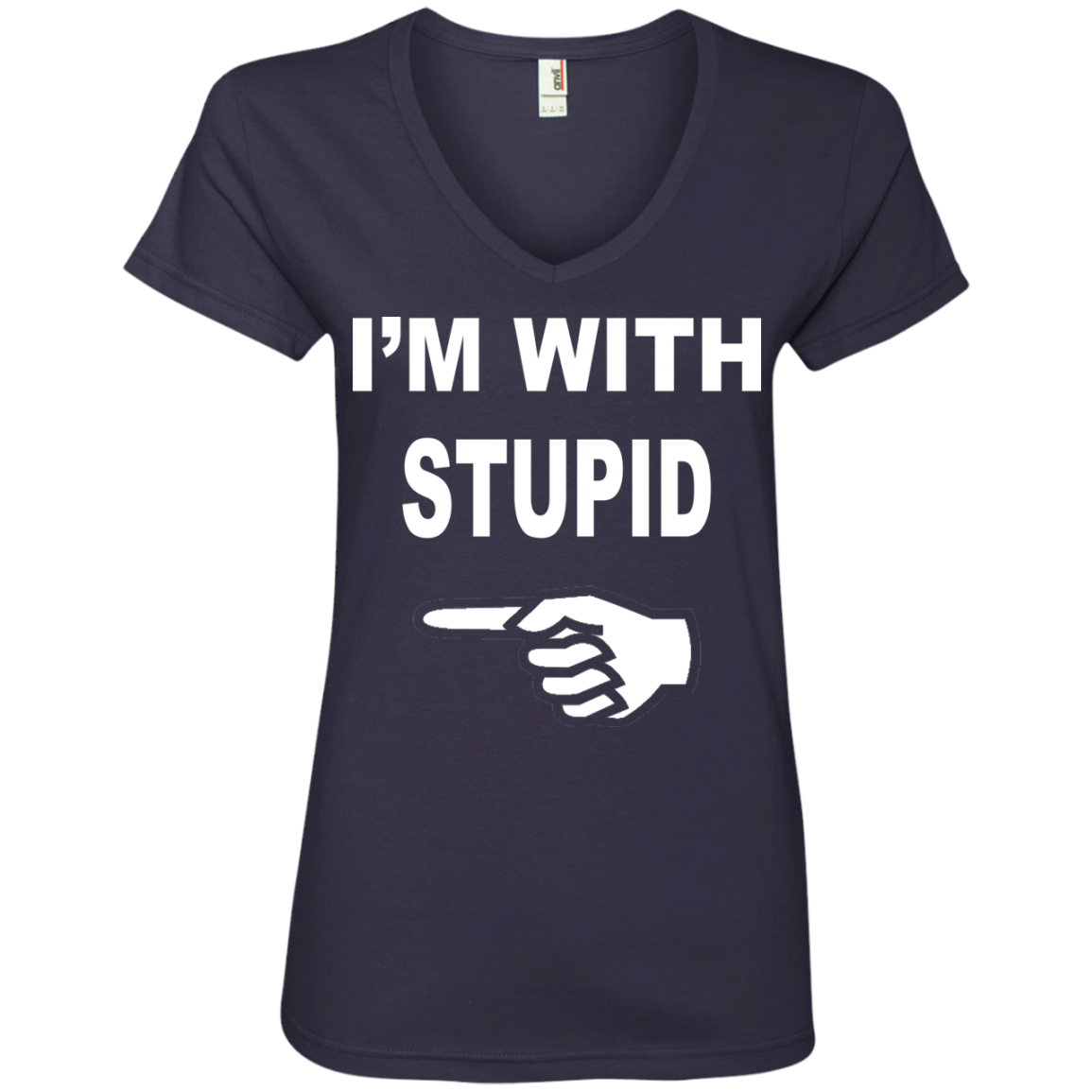 Im With Stupid Tank Top Ladies’ V-Neck T-Shirt – Wind Vandy