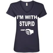Im With Stupid Tank Top Ladies’ V-Neck T-Shirt