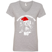 Dashing Through the NO! Ladies’ V-Neck T-Shirt