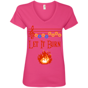 Let it Burn Song of Fire  Ladies’ V-Neck T-Shirt