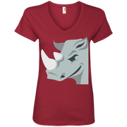 Rhino Emoji Ladies’ V-Neck T-Shirt