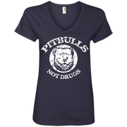 Pitbulls, Not Drugs! Ladies’ V-Neck T-Shirt