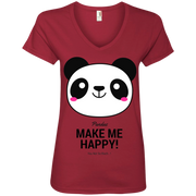 Pandas Make Me happy, You Not so Much Ladies’ V-Neck T-Shirt