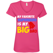 My Favourite Superhero is my Big Brother Ladies’ V-Neck T-Shirt