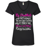 My Grandkids Are Forever and Always Playing Baseball Ladies’ V-Neck T-Shirt