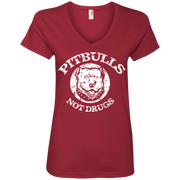 Pit Bulls, Not Drugs! Ladies’ V-Neck T-Shirt