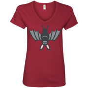 Upside Down Bat Emoji Ladies’ V-Neck T-Shirt