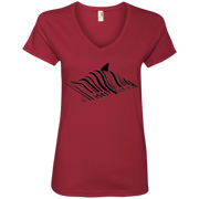 Shark Barcode Graffiti  Ladies’ V-Neck T-Shirt