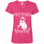 Go Pug Yourself Dog Lover Ladies’ V-Neck T-Shirt