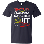 Thats my Awesome Daughter Out There Baseball  Men’s Printed V-Neck T-Shirt