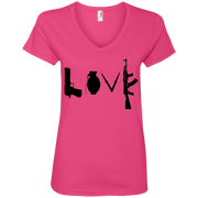 Banksy’s Love For Guns Ladies’ V-Neck T-Shirt