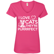 I Love Cats They’re Purrrfect (Perfect) T-Shirt Ladies’ V-Neck T-Shirt