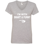 Im With Smart and Funny Ladies’ V-Neck T-Shirt