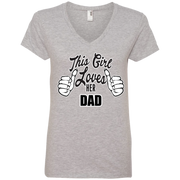 This Girl Loves Her Dad Ladies’ V-Neck T-Shirt