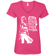 Banksy’s If You want to Achieve Greatness Stop Asking for Permission Ladies’ V-Neck T-Shirt