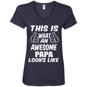 This is What an Awesome Papa Looks Like Ladies’ V-Neck T-Shirt