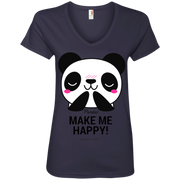 Pandas Make Me Happy, You Not so Much Ladies’ V-Neck T-Shirt