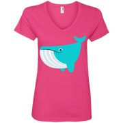 Whale Emoji Ladies’ V-Neck T-Shirt