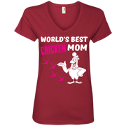 Worlds Best Chicken Mum Ladies’ V-Neck T-Shirt