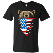 Bear Wearing American Flag Bandanna Men’s V-Neck T-Shirt