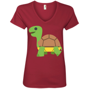 Turtle Emoji Ladies’ V-Neck T-Shirt